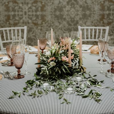 decoracion mesas banquete de boda en pazo do tambre