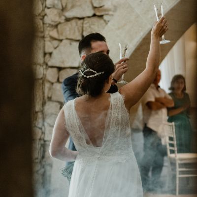 brindis de los novios en su boda en pazo do tambre