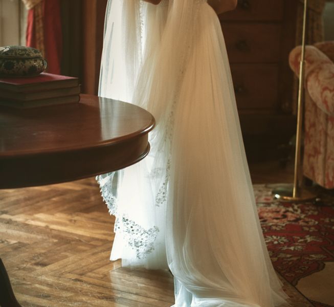 detalle cola vestido de novia salon de pazo do tambre