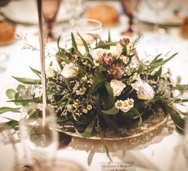 decoracion floral mesa banquete de boda salon pazo do tambre